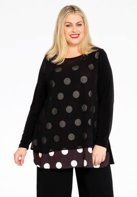 Yoek Tuniek flare POLKA | Zwart | Maat 54/56