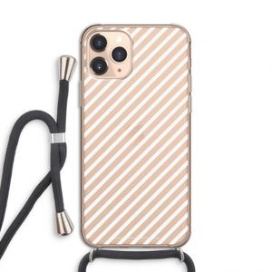 Strepen zwart-wit: iPhone 11 Pro Transparant Hoesje met koord