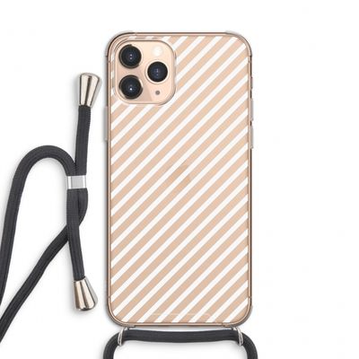 Strepen zwart-wit: iPhone 11 Pro Transparant Hoesje met koord