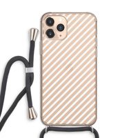 Strepen zwart-wit: iPhone 11 Pro Transparant Hoesje met koord
