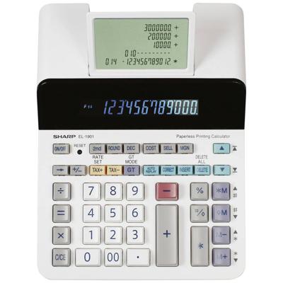 Sharp EL-1901 Bureaurekenmachine Grijs, Wit Aantal displayposities: 12 werkt op het lichtnet (b x h x d) 192 x 254 x 66 mm