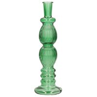 Ideas 4 Seasons Bloemenvaas Florence - groen glas - ribbel - D9 x H28 cm - Vazen