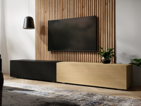 Tv-meubel KINGSTON DUO 2 klapdeuren 210 cm eik/mat zwart
