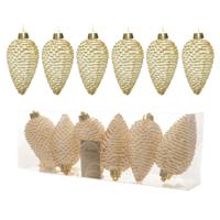 Decoris Dennenappels kersthangers - 12x- creme - 8 cm - kunststof