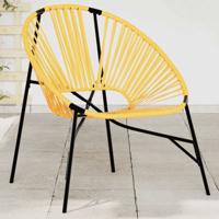 Tuinstoel Egg poly rattan zwart en geel