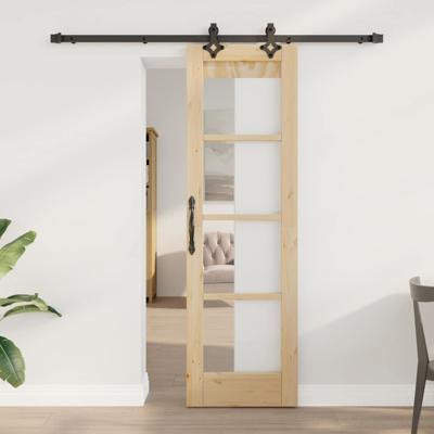 Schuifdeur met Hardware Set 'ORKDAL'van Massief Hout en Glas