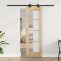 Schuifdeur met Hardware Set 'ORKDAL'van Massief Hout en Glas