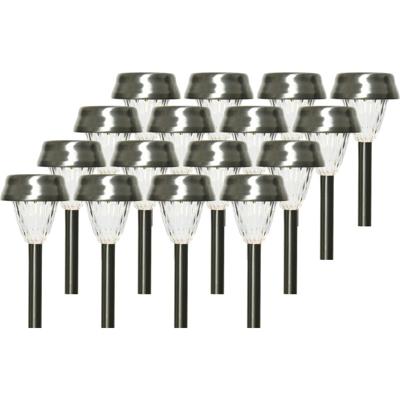Lumineo Prikspot - 16x - LED - 24 cm - RVS - lantaarn stekers - solar verlichting- Buiten Lumineo Prikspot - 16x - LED - 24 cm - RVS - lantaarn stekers - solar verlichting- Buiten