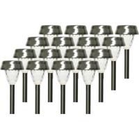 Lumineo Prikspot - 16x - LED - 24 cm - RVS - lantaarn stekers - solar verlichting- Buiten