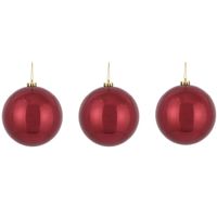 3x Grote kunststof kerstballen donkerrood 15 cm