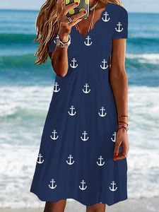 Loosen Casual V Neck Short Sleeve Knit Dress