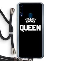 Queen zwart: Samsung Galaxy A20s Transparant Hoesje met koord Queen zwart: Samsung Galaxy A20s Transparant Hoesje met koord