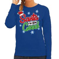 Foute kersttrui / sweater Santa I have been good blauw dames