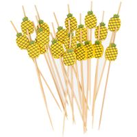 Cocktail/tapas prikkers - ananas - 20x stuks - bamboo - 12 cm