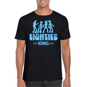 Bellatio Decorations Verkleed shirt voor heren - eighties king - zwart/blauw - jaren 80 - carnaval 2XL  -