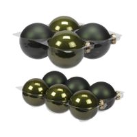 20x stuks glazen kerstballen donker olijf 8 en 10 cm mat/glans - thumbnail