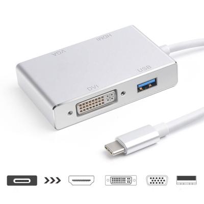 4 in 1 USB 3 1 USB C type C naar HDMI VGA DVI USB 3 0 adapter kabel voor laptop Apple MacBook Google Chromebook pixel