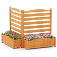 Afscherming voor Airconditioner met Plantenbak Vrijstaande Houten Privacyafscherming voor Buiten met Panelen Boorvrije set