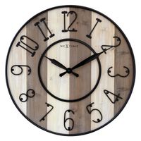 NeXtime NE-3279BR Grote Wandklok Oxford 50 cm Hout/Zwart Metaal