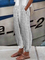 Polyester Buttoned Classical Geometry Pants - thumbnail