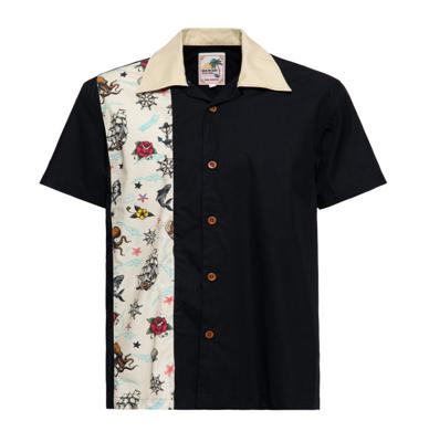 King Kerosin Sailor Tattoo Panel Shirt Black-S