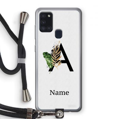 Charcoal Flora: Samsung Galaxy A21s Transparant Hoesje met koord
