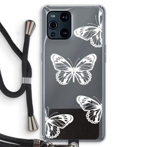 White butterfly: Oppo Find X3 Pro Transparant Hoesje met koord