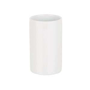 Spirella Badkamer drinkbeker/tandenborstelhouder Sienna - porselein - glans ivoor wit - 7 x 11 cm - Tandenborstelhouders