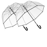 Transparante bruiloft paraplu - 2x - kunststof handvat - dia 63 cm - doorzichtig