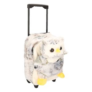 Pluche kindertrolley/rugtasje uil 35 x 25 x 13 cm