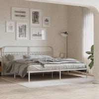 Bedframe met hoofdbord metaal wit 200x200 cm