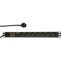 LogiLink PDU7C01 19 inch Stekkerdoos voor patchkast 1 HE Geaarde contactdoos Aluminium profiel, Met schakelaar, Vast inbouw Zwart - thumbnail