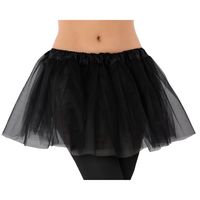 Dames verkleed rokje/tutu  - tule stof met elastiek - zwart - one size One size  - - thumbnail