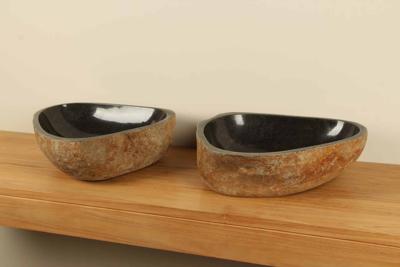 Waskommen riviersteen set RM070325AB, 48x44x15 cm