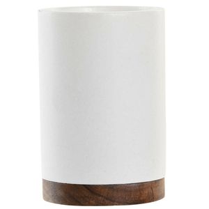 Badkamer tandenborstelhouder / drinkbeker -keramiek - wit - 7 x 10 cm - Tandenborstelhouders