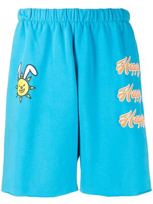 Natasha Zinko short de sport à slogan imprimé - Bleu