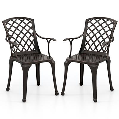 Set van 2 Gegoten Aluminium Terrasstoelen Stevige Buitenfauteuil met Ergonomische Gebogen Zitting Tuinstoelen 66 x 57 x 94 cm