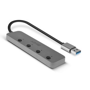 LINDY 4 Port USB 3.0 Hub mit Ein-/Ausschaltern USB 3.0-hub 4 poorten Individueel schakelbaar Grijs