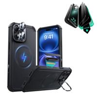 iPhone 16 Cyber Tough Magnetic Case Privacy Protection Bundle (Camera Control, Stash Stand) - Black