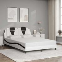 Bedframe "Viana" zonder matras kunstleer zwart en wit 140x200 cm