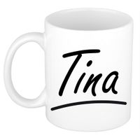 Naam cadeau mok / beker Tina met sierlijke letters 300 ml   - - thumbnail