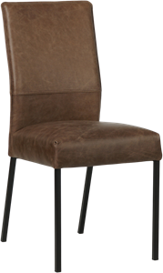 Bruine leren moderne eetkamerstoel Real - poot vierkant zwart - Vintage Leer Brown (bruin leer)