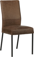 Bruine leren moderne eetkamerstoel Real - poot vierkant zwart - Vintage Leer Brown (bruin leer)