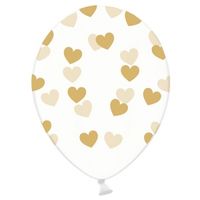 Transparante ballonnen met hartjes goud 6 stuks - thumbnail