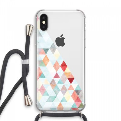 Gekleurde driehoekjes pastel: iPhone XS Max Transparant Hoesje met koord