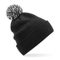 Beechfield Wintermuts met gekleurde Pompon - zwart - 100% polyester - volwassenen