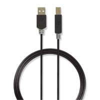 Kabel USB 2.0 | A male - B male | 2,0 m | Antraciet [CCBW60100AT20]