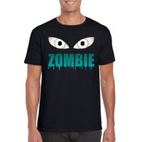 Halloween zombie ogen t-shirt zwart heren - thumbnail