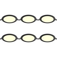 LED Downlight Inbouwspot Dimbaar 6 Stuks - Brinton Thin - 12W 1120lm 120° Bundelhoek - Warm Wit 3000K - IP40 - Rond - Zwart - Ø170mm Buitenmaat - Ø150mm Zaagmaat