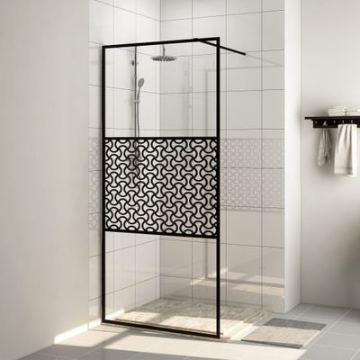 VidaXL Inloopdouchewand 100x195 cm esg-glas transparant en zwart